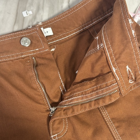 TopShop Toffee Brown Cargo Utility Stitched Cotton Mini Skirt Size 6 - Picture 6 of 8